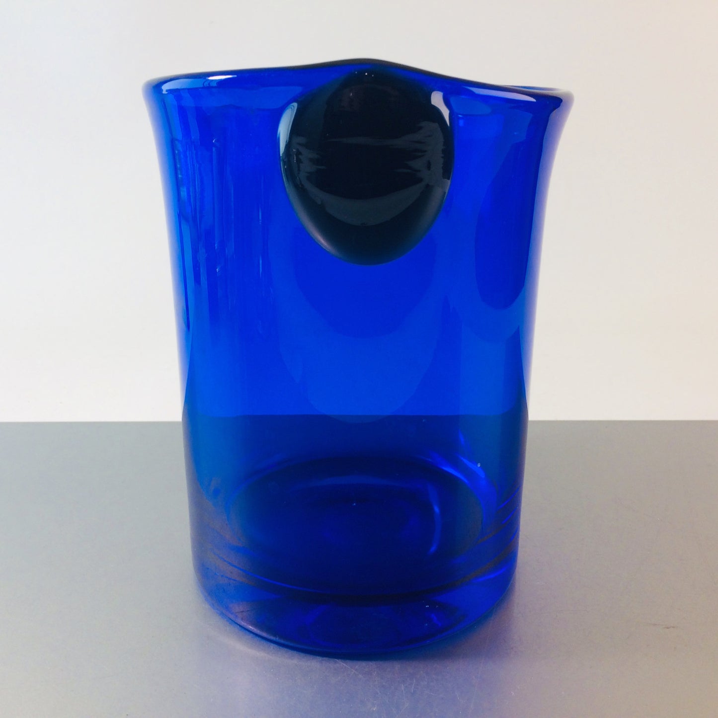 Glas Eiswürfeleimer Eiseimer blau 50er 60er 18 cm Vintage Flaschenkühler