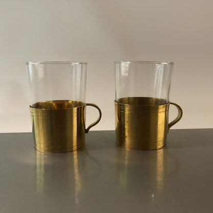 Teegläser 2er Set Messing Teetassen Teegläser 9,4 cm SCHOTT Mainz 