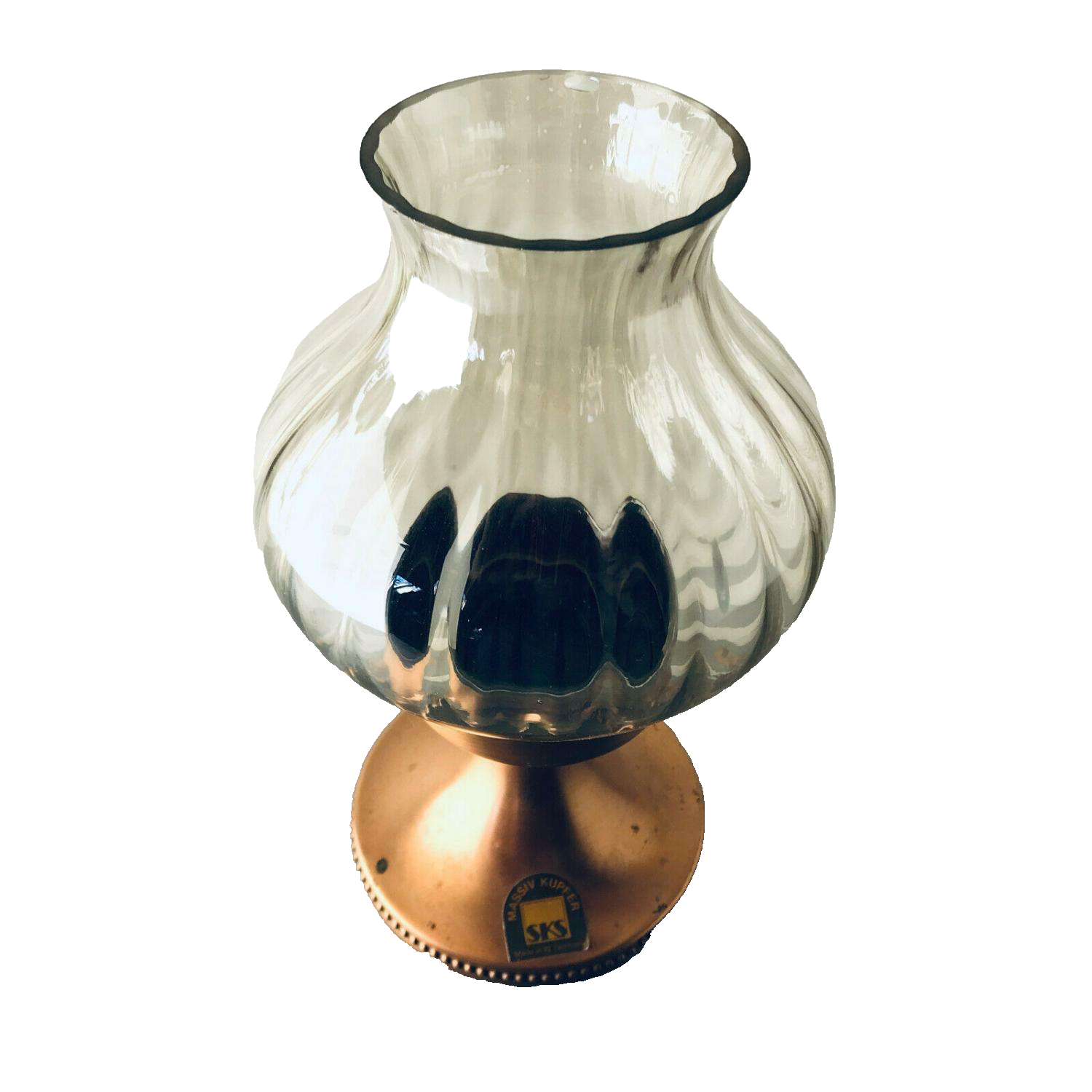 SKS Vintage Windlicht Kerzenhalter Kupfer Glas 22 cm  60er MID CENTURY