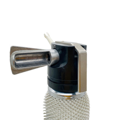 Sodaflasche Netz Vintage 60er 70er Sodasiphon Metall silber Siphon Glasflasche