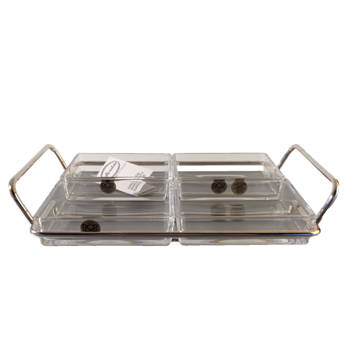 RCR Italia Schälchen Tablett Schalen Glas versilbert SHERATONN