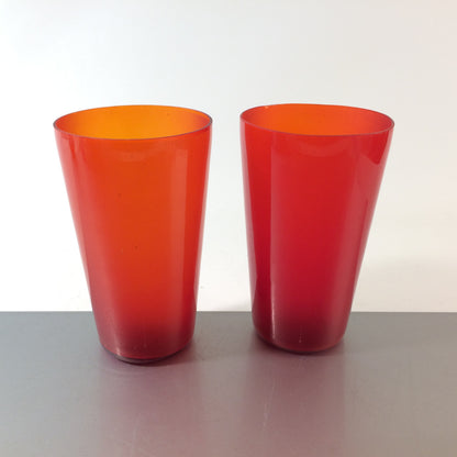 Wassergläser - 2er Set - rot Gläser Glas Vintage 14,3 cm Handgefertigt Deko