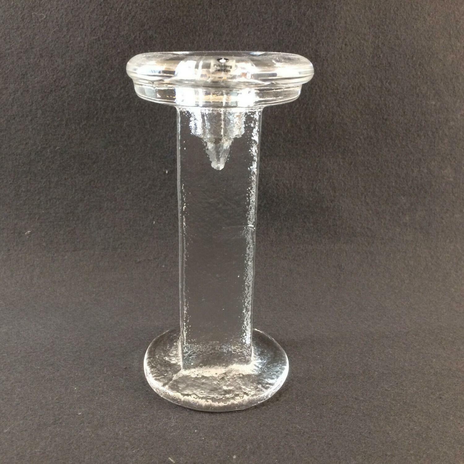 PUKEBERG Sweden Kerzenständer 70er 80er KERZENHALTER GLAS 15 cm