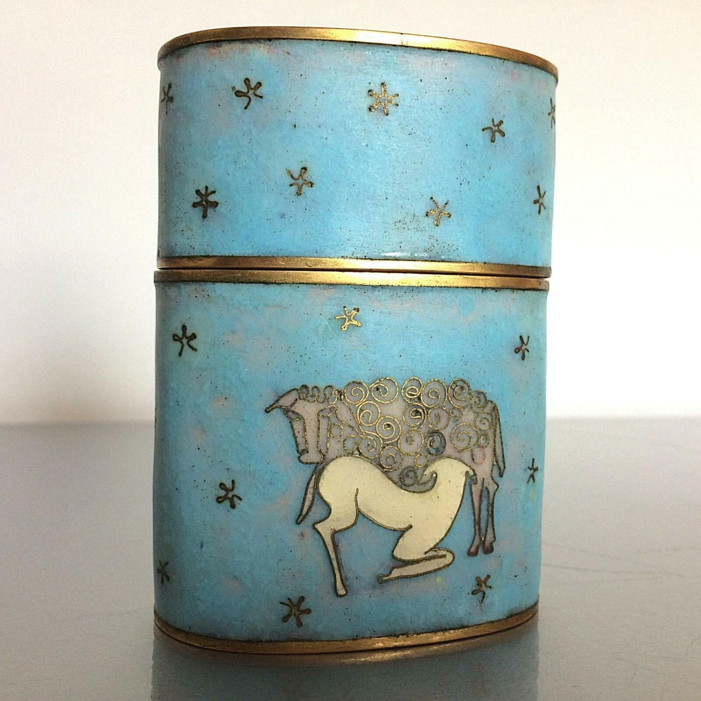 Käthe RUCKENBROD Deckeldose  Cloisonne Email  Dose Emaille 50er 60er