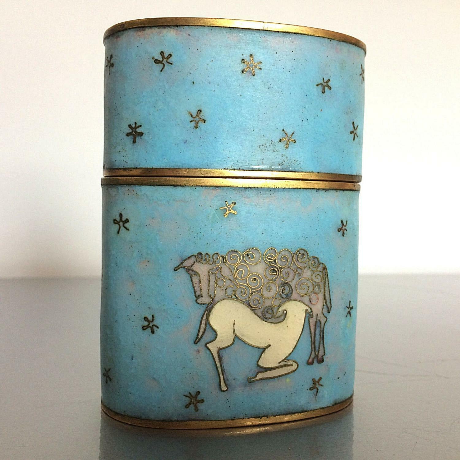 Käthe RUCKENBROD Deckeldose  Cloisonne Email  Dose Emaille 50er 60er