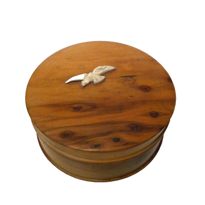 Art Déco HOLZDOSE Deckeldose Holz mit BEIN Möwe Vogel 20er 30er