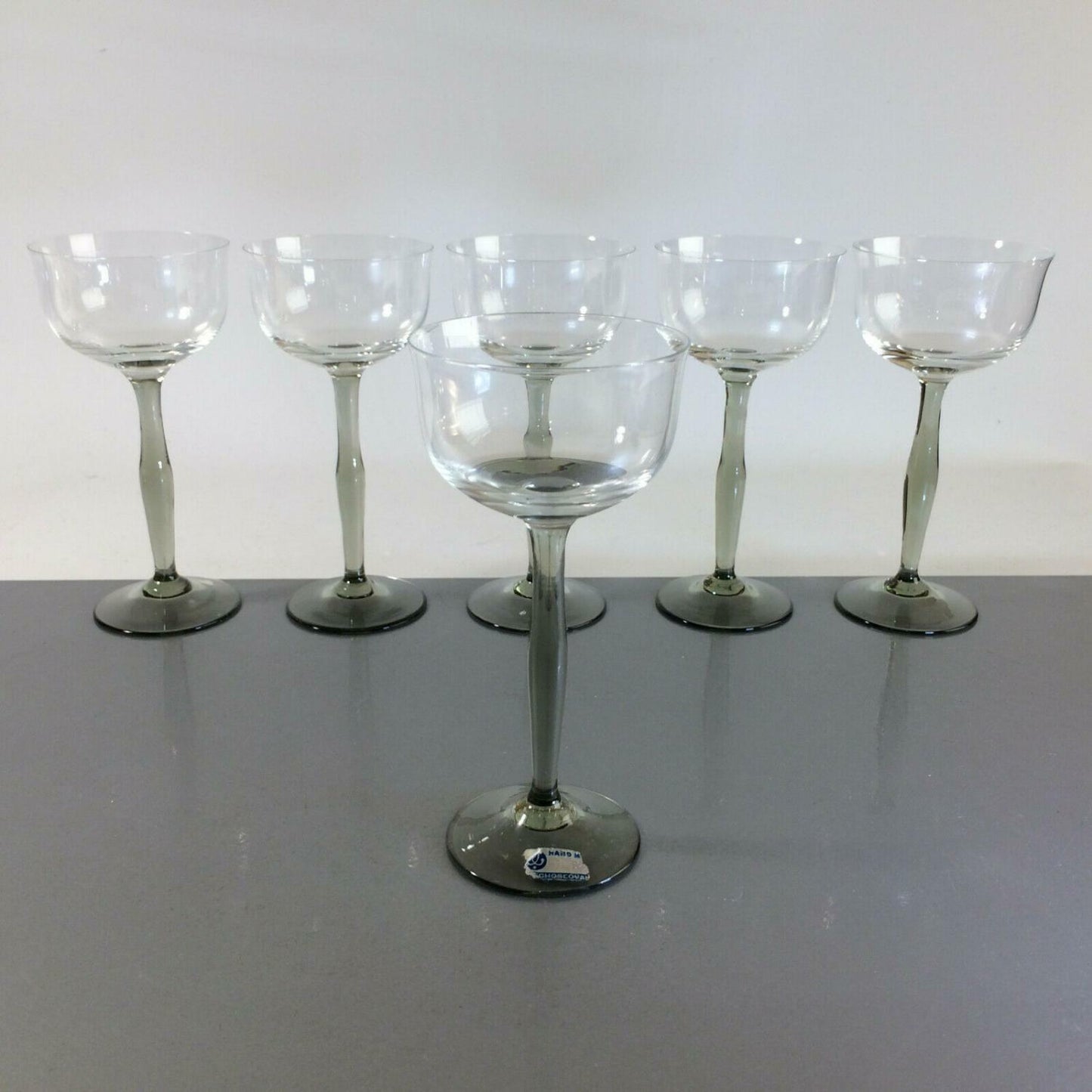 Bohemia Likörglas Likörgläser Likörschalen Glas 14cm 60er 70er Rauchglas 