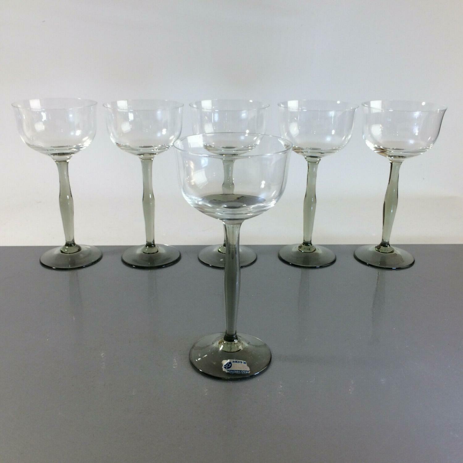 Bohemia Likörglas Likörgläser Likörschalen Glas 14cm 60er 70er Rauchglas 