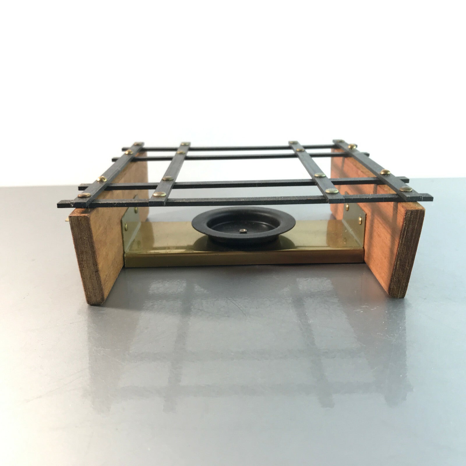 Stövchen Metall Messing Teak Holz 50er 60er MID CENTURY Rechaude