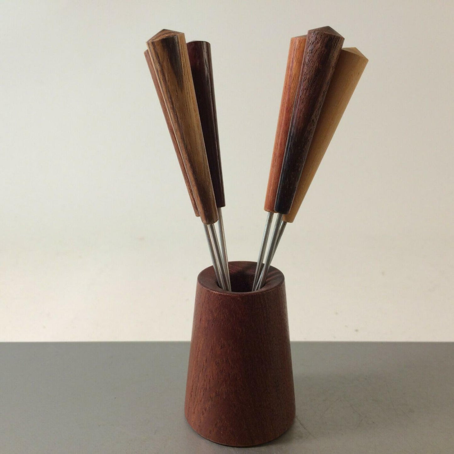 Holz Teak MID Century Gabeln Picker Spieße Halter verschiedene Holzarten