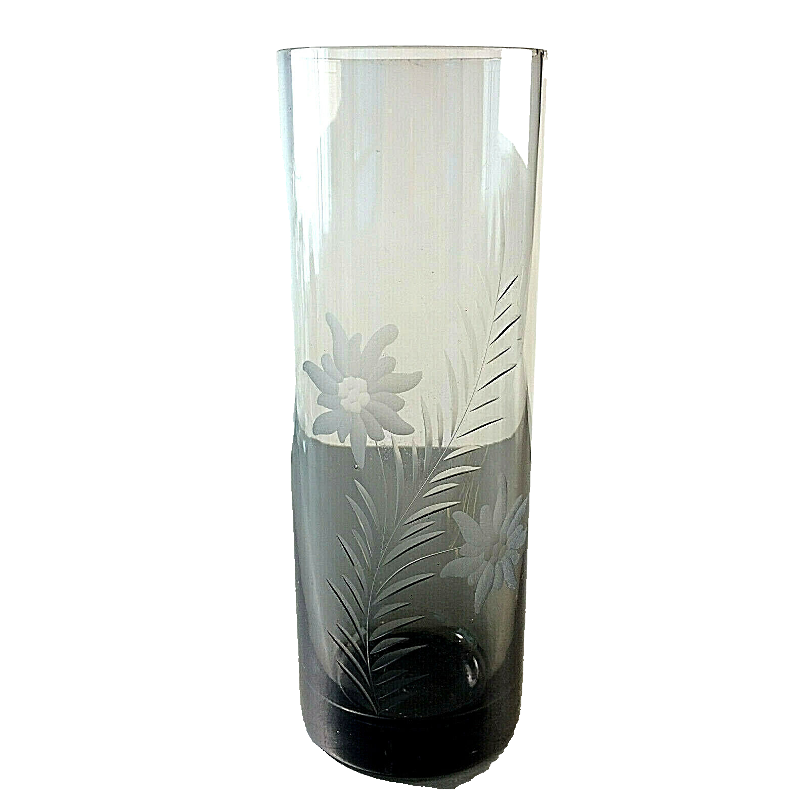 Vase MID CENTURY 60er 70er Vintage Rauchglas beschliffen Enzian 18 cm Glas