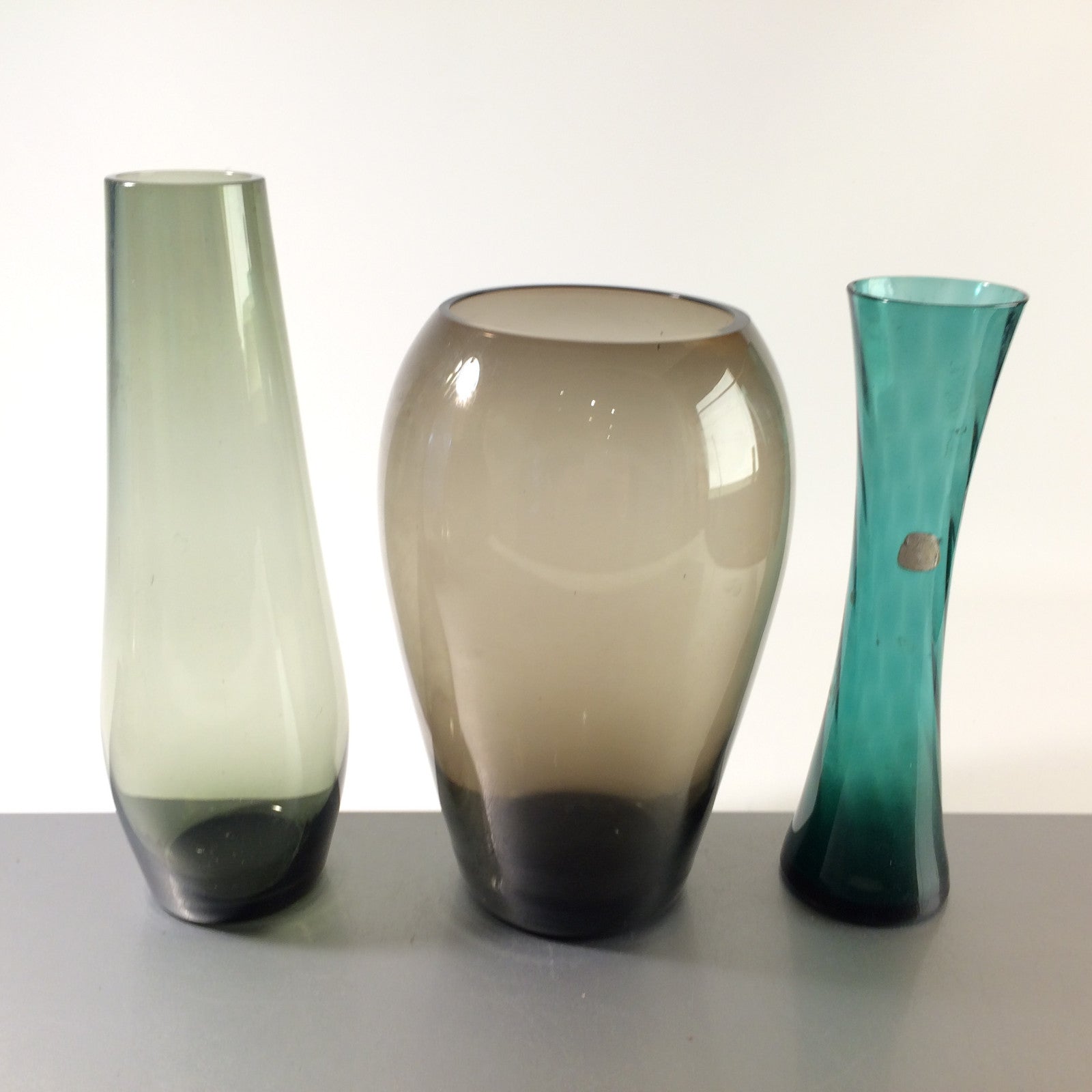 Gläser VINTAGE Vasen Set 50er 60er MID CENTURY Rauchglas Konvolut Taube