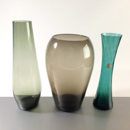 Gläser VINTAGE Vasen Set 50er 60er MID CENTURY Rauchglas Konvolut Taube