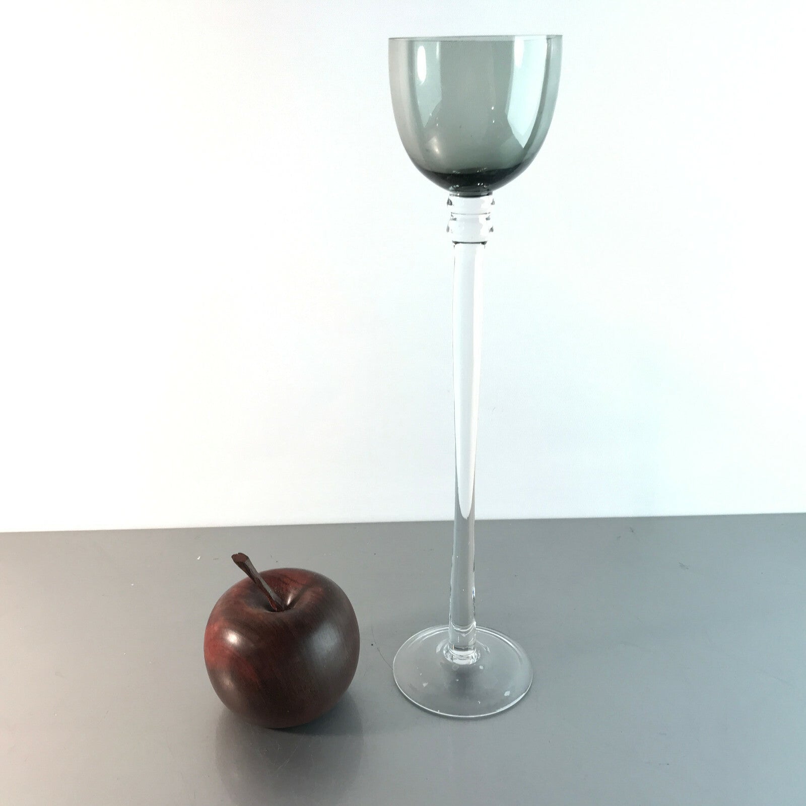 GLAS SCHALE Fußschale Pokal RAUCHGLAS 50er 60er MID CENTURY 29,8 cm