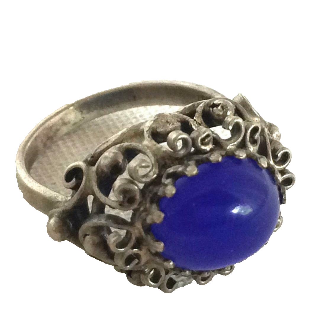 Silberring RING blau Stein Edelstein punziert 800 Silber & Meistermarke