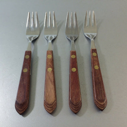 Vintage Gabeln Messing Holz 50er 60er MID CENTURY 15,8 cm