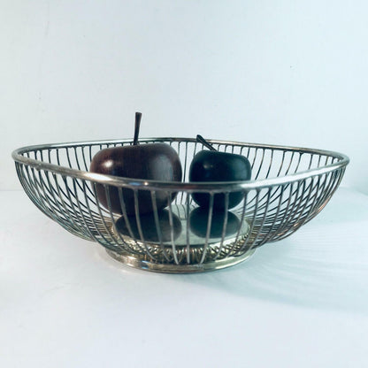Brotkorb versilbert Brotschale Schale Korb Obstkorb D 26 cm leicht eckig