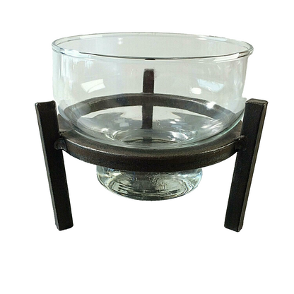 Kerzenhalter Glaseinsatz GUSSEISEN Eisen Halter 70er 60er Glas D 9,8 cm