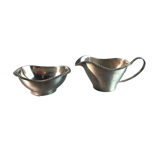 LUTZ & WEISS LW Rahmservice versilbert 50er 60er Milchkännchen Schale