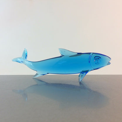 Glasfisch türkis blau L 19  cm Fisch  Glas Vintage Dekoration Deko