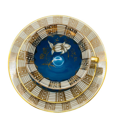 Z & Co Tischenreuth Sammeltasse gold blau Gedeck Teller 19,4 cm Porzellan Rosen