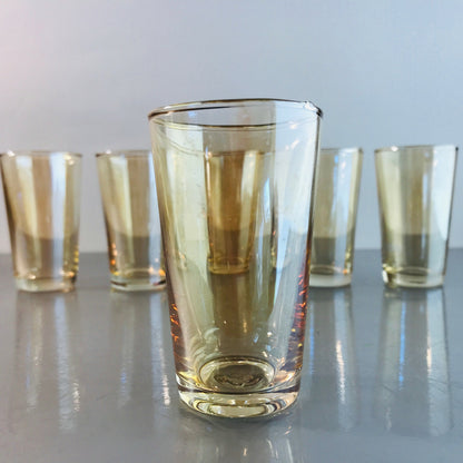 VINTAGE Schnapsgläser 7,8  cm 6 er Set 50er 60er MID CENTURY  irisierend