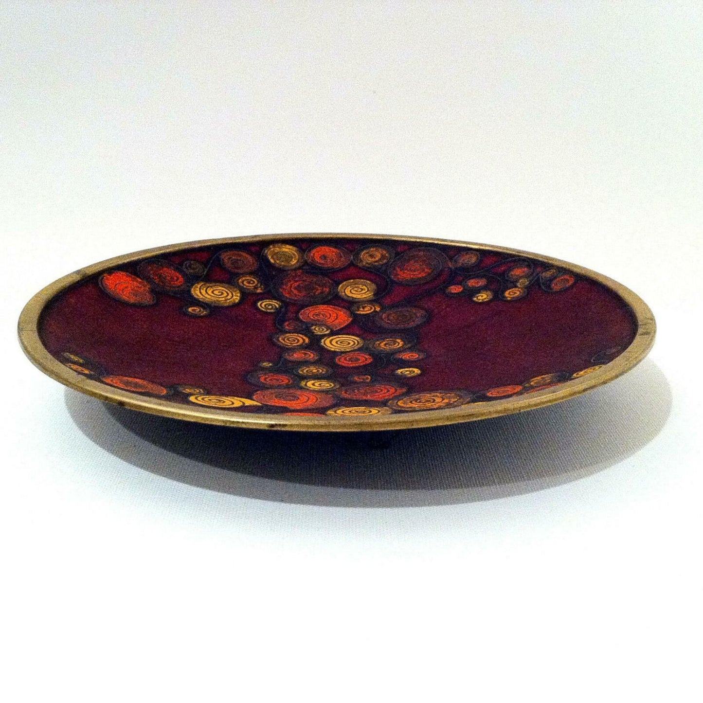 Käthe RUCKENBROD (sig.) Teller Emaille 50er 60er Stegemaille Cloisonne