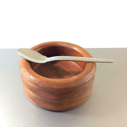 MID CENTURY Holzschale Schale Holz ca 15 cm TEAK 50er 60er  + WMF Löffel