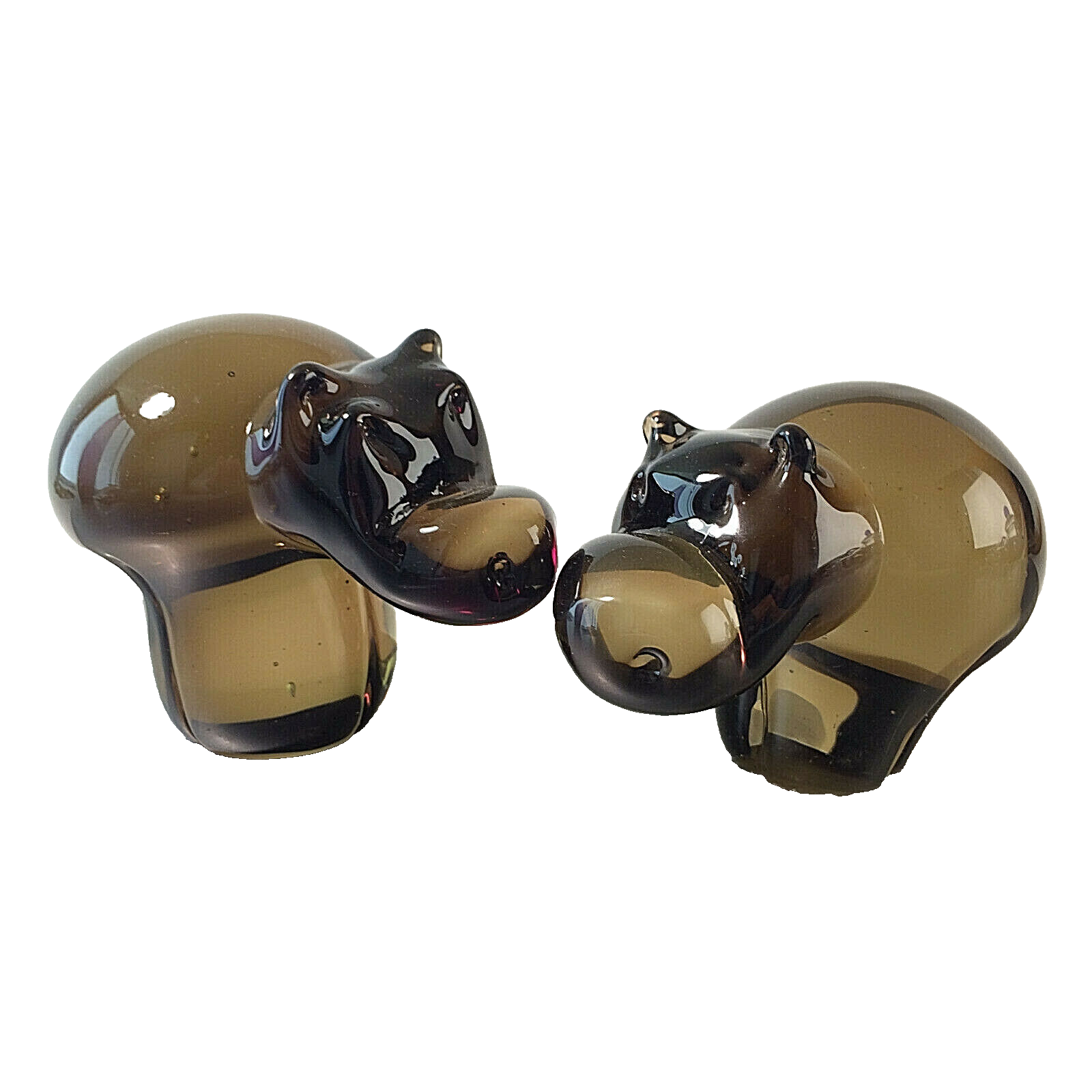 Nilpferd Paar Rauchglas Flusspferde Glas 8,5 / 7 cm 