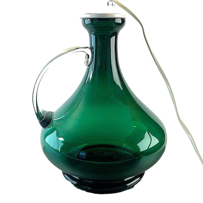 Lampenfuß Leuchte Glas grün ITALY 29 cm + SCHIRM 50er 60er 70er Lampe 
