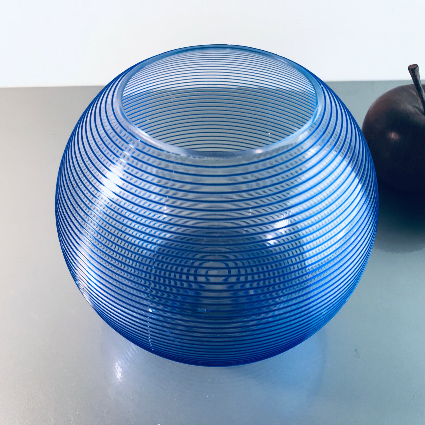 ZWIESEL Fadenglas 13 cm Vintage Vase 50er 60er MID CENTURY blau 40er