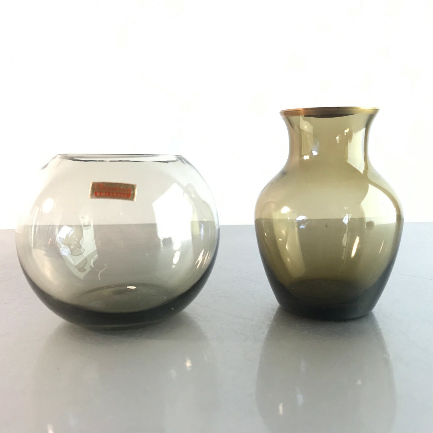 Vintage Vase Rauchglas mini 6 / 7,5  cm 50er 60er MID CENTURY Glas 