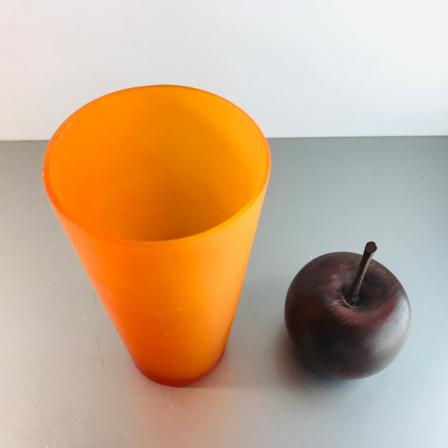 Glas orange Satinato Vase 16,5 cm Vintage 60er MID CENTURY