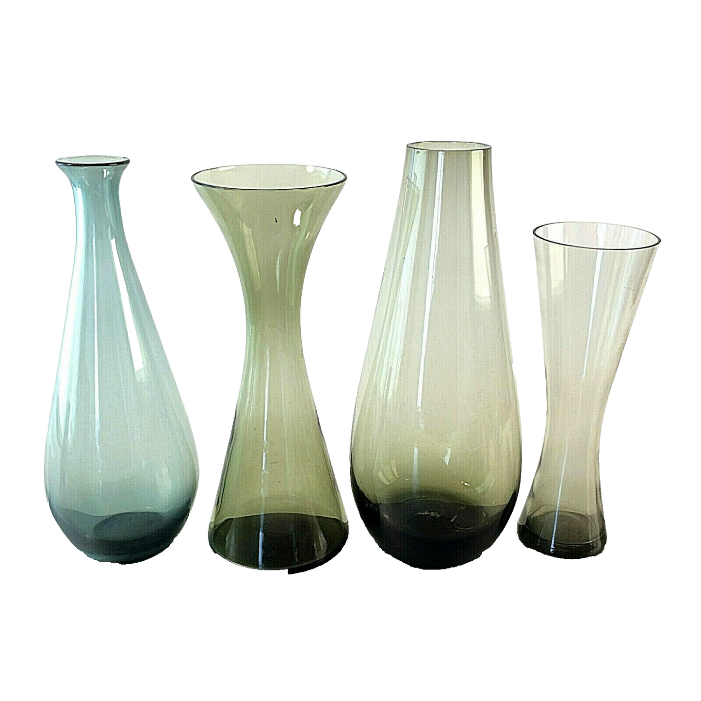 RAUCHGLAS 50er 60er MID CENTURY 21cm Vase Turmalin grün Vasen Konvolut