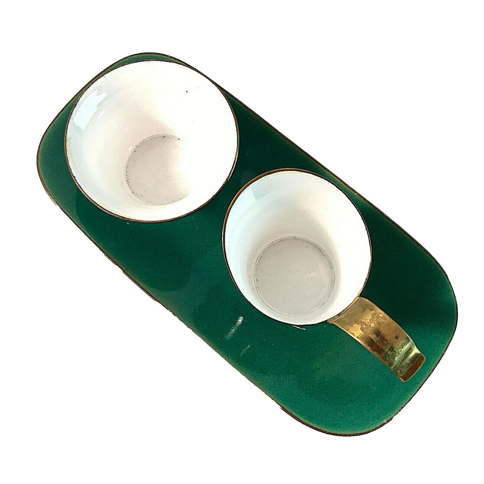 SAHNESERVICE 50er Rahmservice EMAILLE Kupfer Zucker Milch MID CENTURY grün