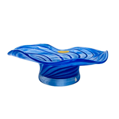 Vintage Schale blau Glas D 20 cm gestreift Spiralen 70er 80er Jahre Dekoration