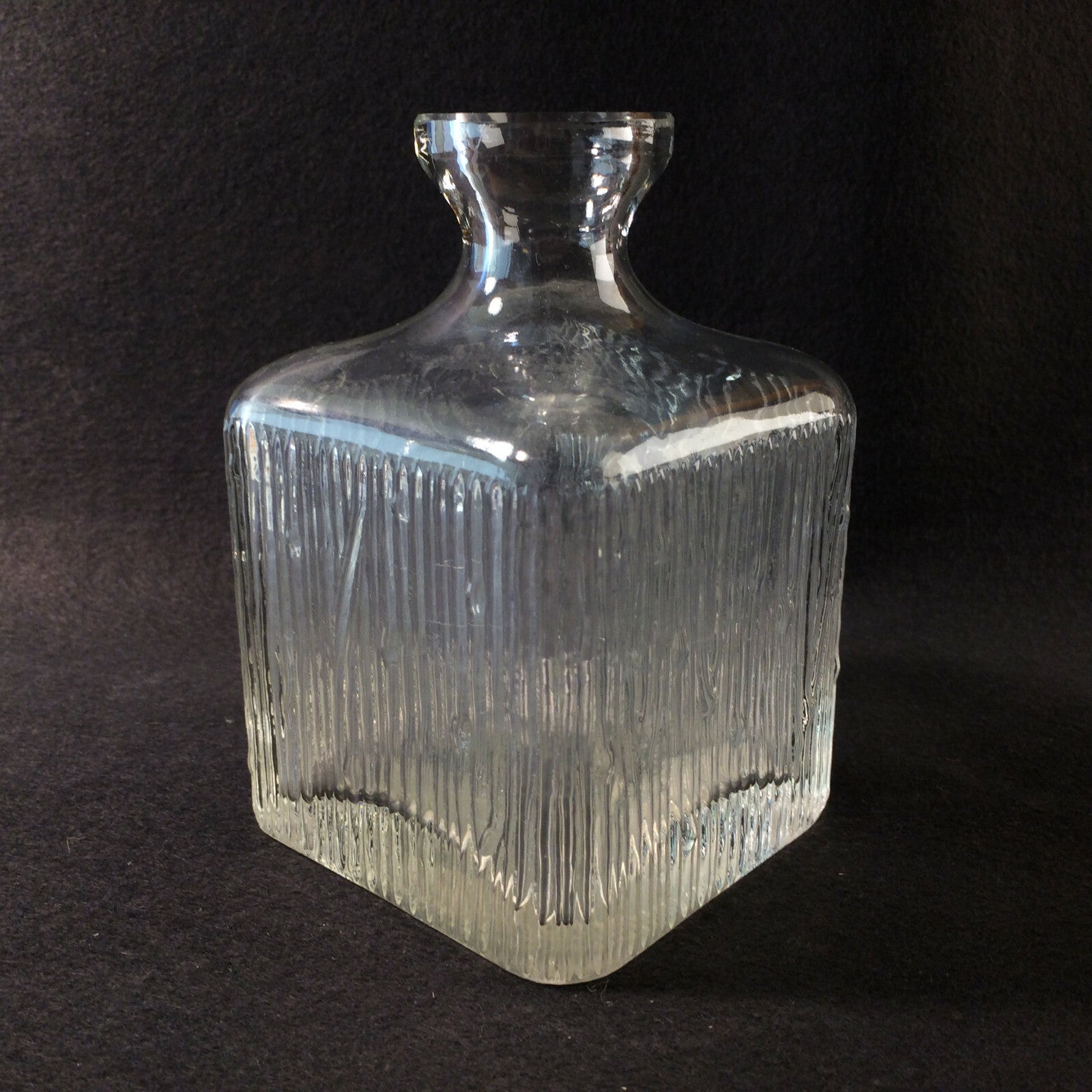 VASE Glasvase eckig 13 cm  50er 60er klar schwer Glas VINTAGE
