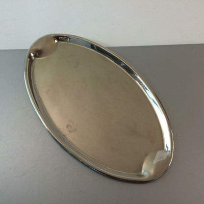 Tablett 31 cm Silber farben Metall Teetablett 50er 60er oval