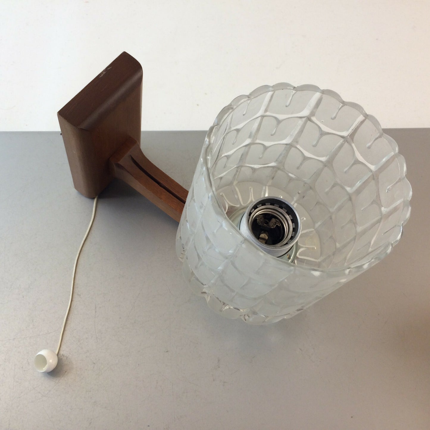 Vintage Wandlampen Leuchten Holz Glaschirm 60er 60er Germany 2er Set
