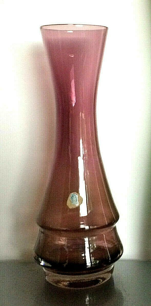 Vase lila Taube GLAS Glasvase 50er 60er Vase
