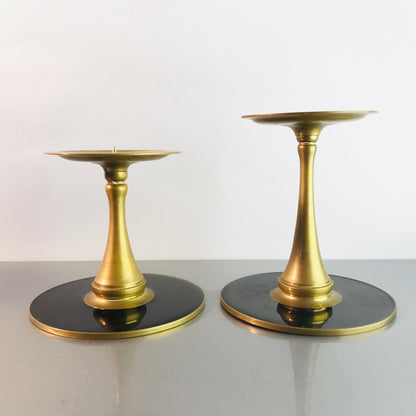 Kerzenhalter MESSING Kerzenständer 60er 50er Stumpenkerzen D 7,7 cm  Set