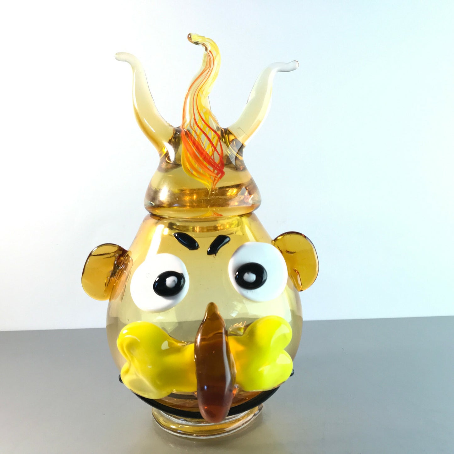 Murano Arte Bonboniere Glasdose Clown Harlekin Dose Deckeldose 60er 70er