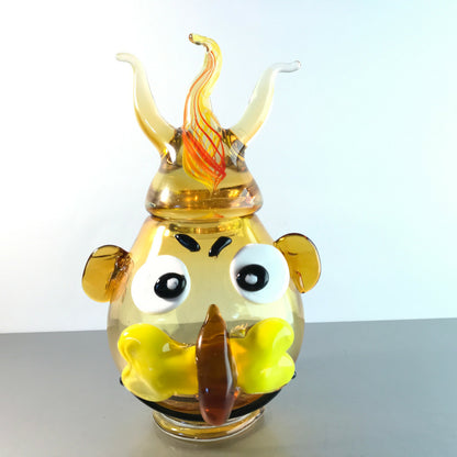 Murano Arte Bonboniere Glasdose Clown Harlekin Dose Deckeldose 60er 70er