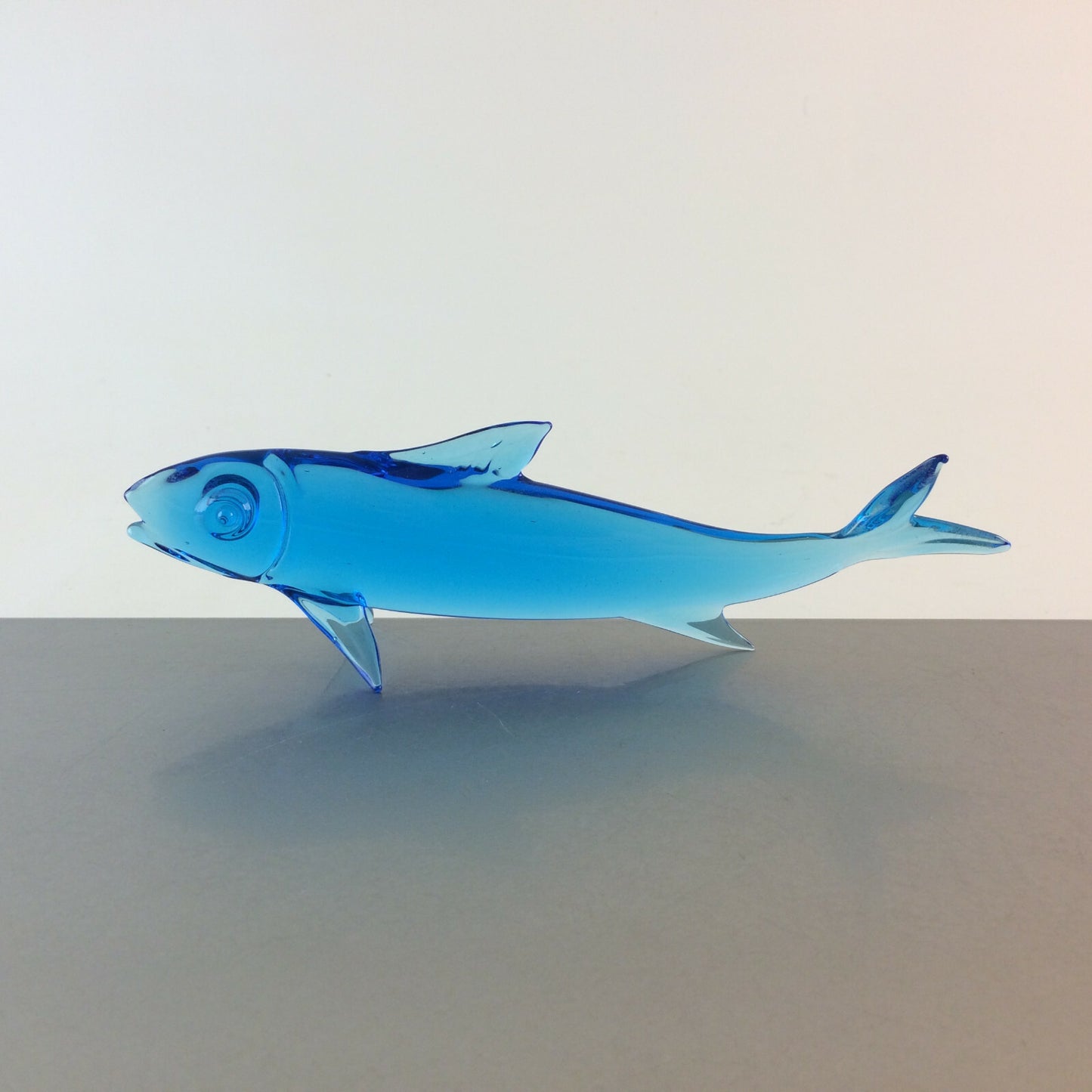 Glasfisch türkis blau L 19  cm Fisch  Glas Vintage Dekoration Deko