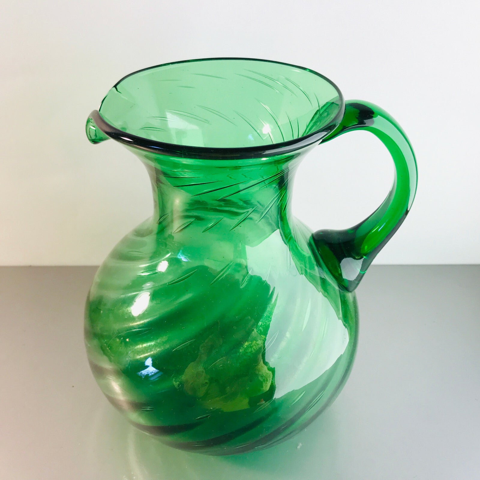 ITALY Empoli Verde grün Vase Kännchen Karaffe Kanne 19 cm Glas