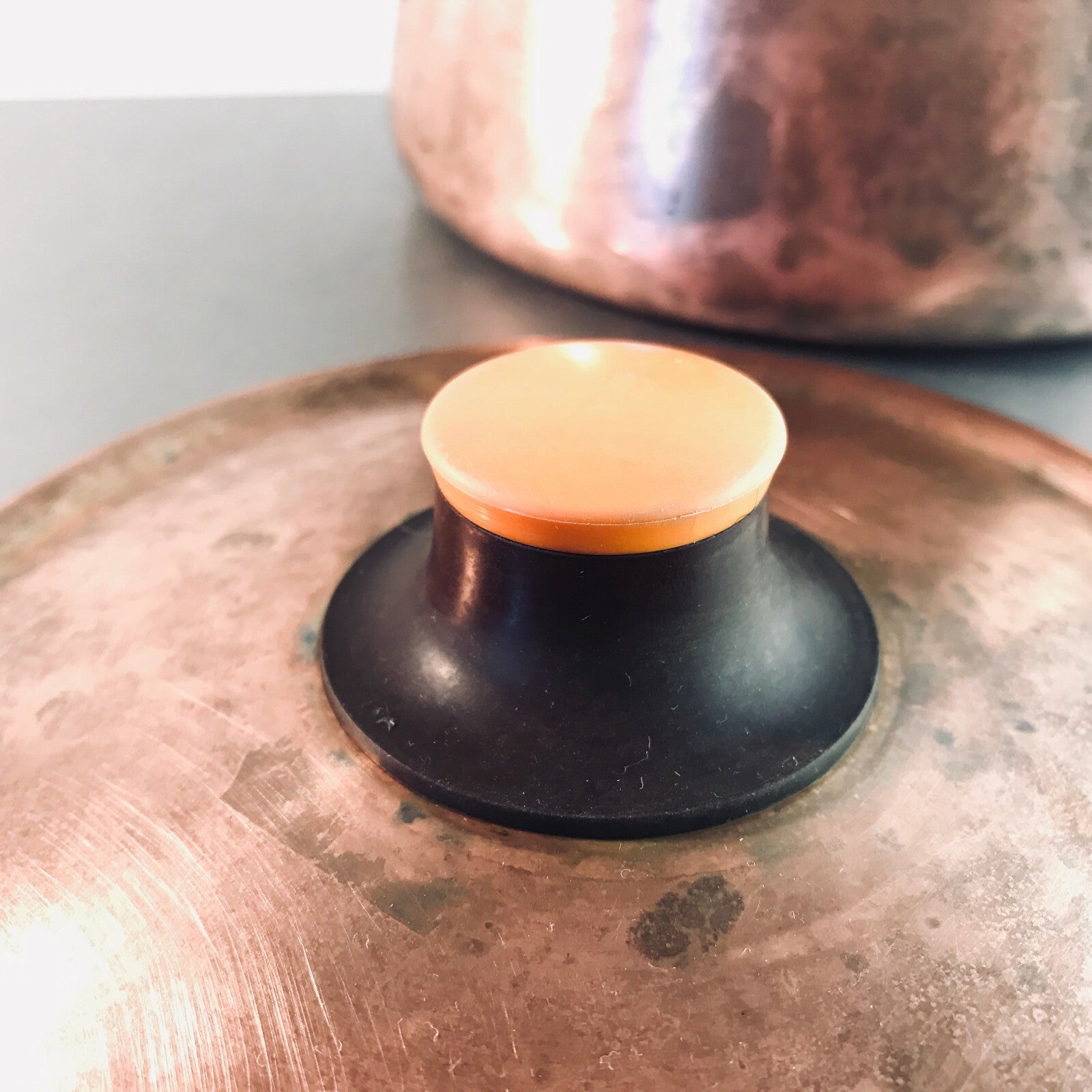 FONDUE Topf Vintage Kupfer 60er Fonduetopf mit Bakelitgriffen