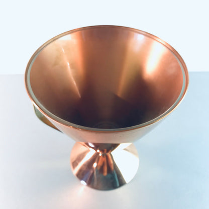 MID CENTURY 50er 60er Vase 14 cm Kupfer innen Glaseinsatz Eiseimer