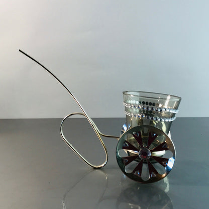 VINTAGE Glas 50er 60er Glas MID CENTURY im Halter Silbern