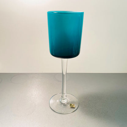 Made in ITALY Glas 21,3 cm 60er VETRO OPALINA türkis blau Überfang weiß