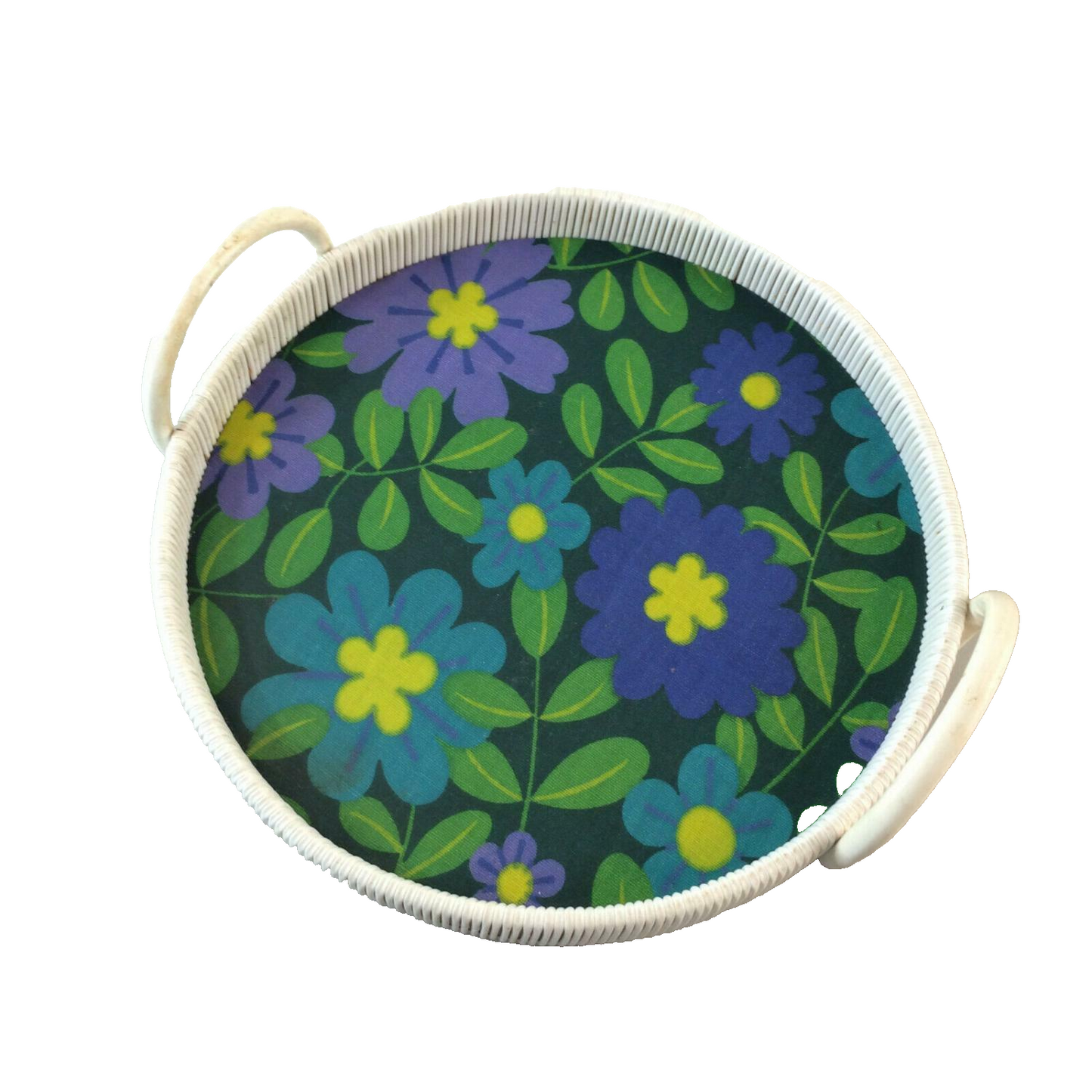 Tablett ANRICHTE 60er 70er D 25 cm Vintage Blumen 